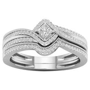 Bouanq Diamond Ring Rhinestone Rings Set For Women 2PCS Stackable Ring Bands Engagement Wedding Promise Rings for Her Gift for Mother Wife Girl Friend